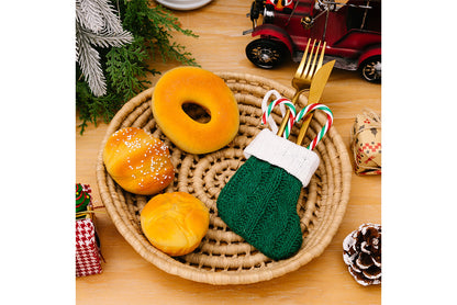 **Green Knitted Mini Christmas Stocking Ornament**