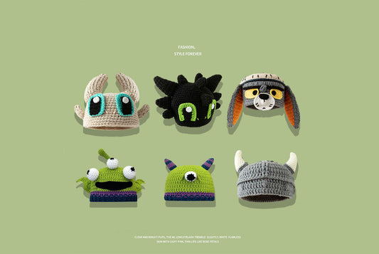 **Handmade Quirky Wool Monster Headgear (Influencer Style)**