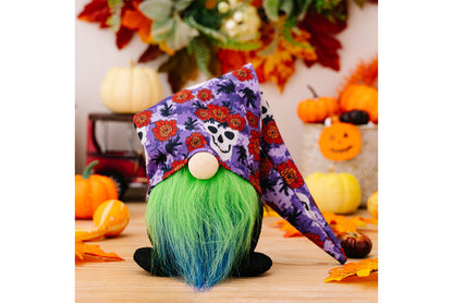 **Halloween printed hat dwarf doll | Rose red/green fabric decoration**