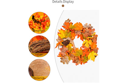 Autumn Harvest Maple Leaf Wreath | 35cm Fabric Door Hanging