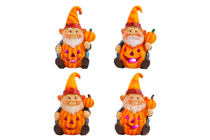 Halloween Pumpkin Old Man Gnome Light-Up Ornament