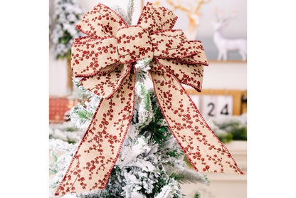 **Brown Vintage English Ribbon Christmas Bow Ornament**