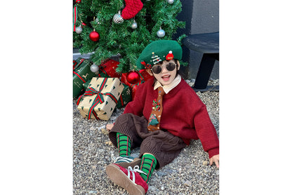 **Christmas Wool Beret (Parent-Child Winter Painter's Hat)**