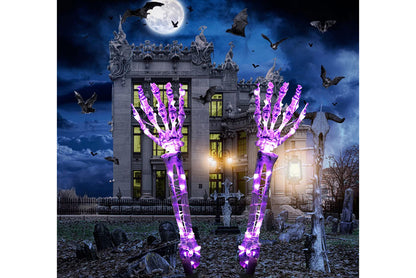 **Halloween LED Light-Up Skeleton Hand | Ground Plug Decorative Prop**