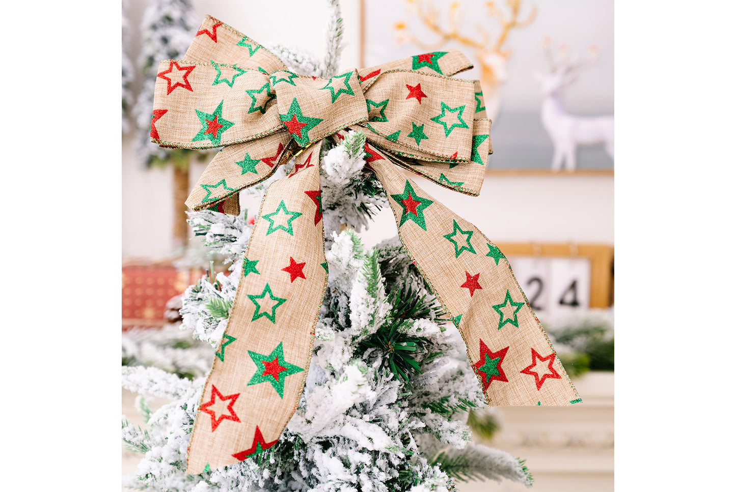 **Brown Vintage English Ribbon Christmas Bow Ornament**