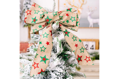 **Brown Vintage English Ribbon Christmas Bow Ornament**