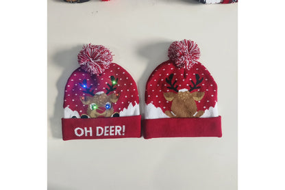 **Christmas LED Rainbow Light Jacquard Knit Hat**
