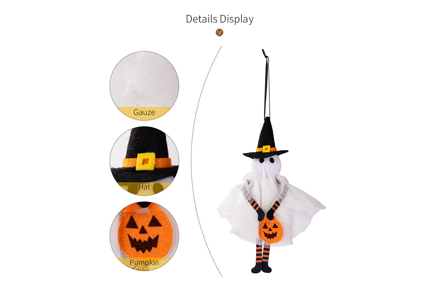 **Halloween Fabric Pendant | Pumpkin Ghost Black Cat Skull Theme Decoration**