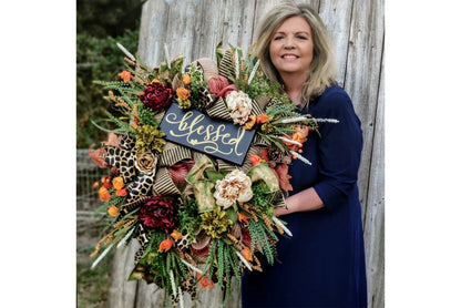 Autumn Thanksgiving Wreath | Simulated Plant Door Decoration