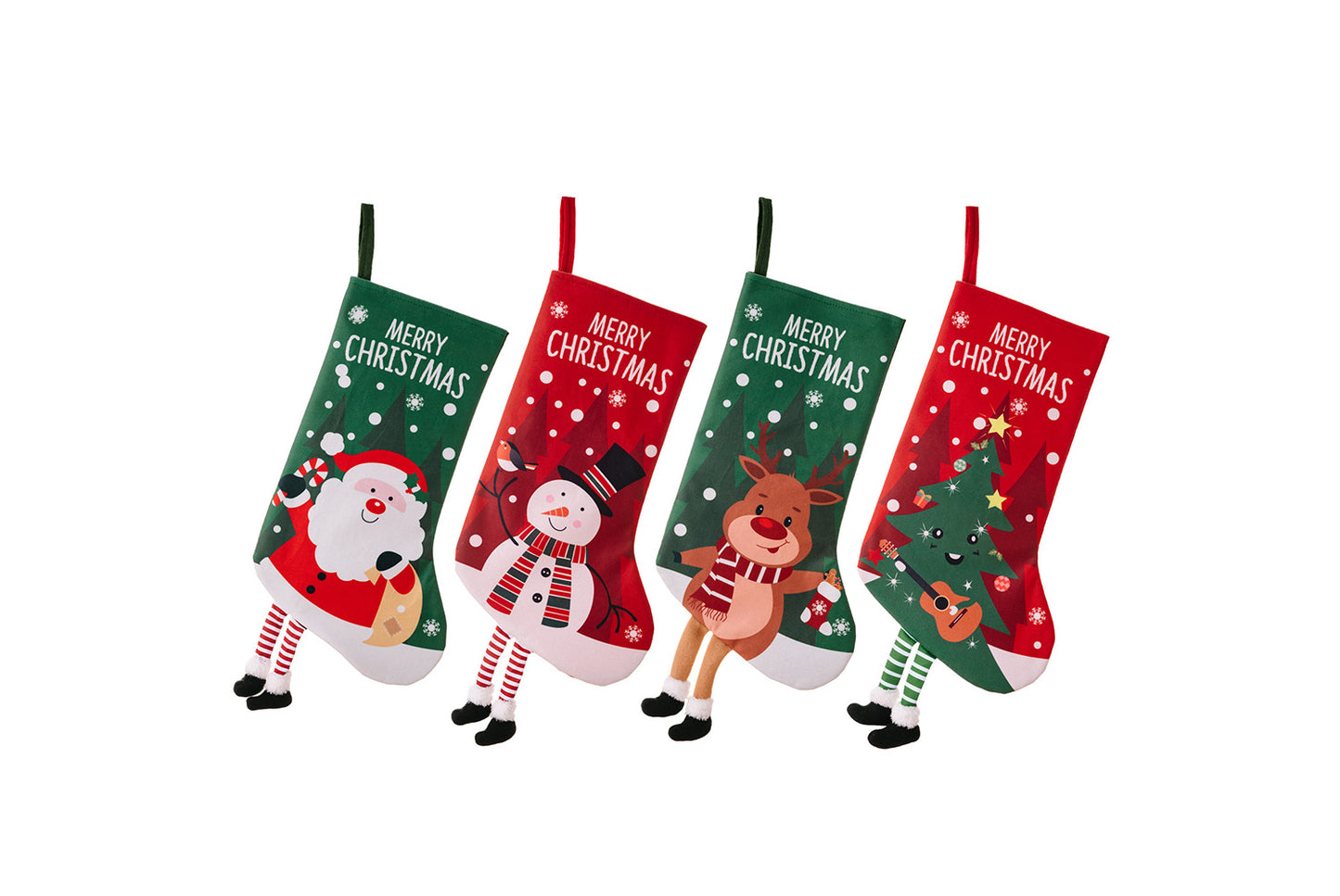 **Christmas Hanging Stockings (4 Colorful Printed Gift Stockings)**