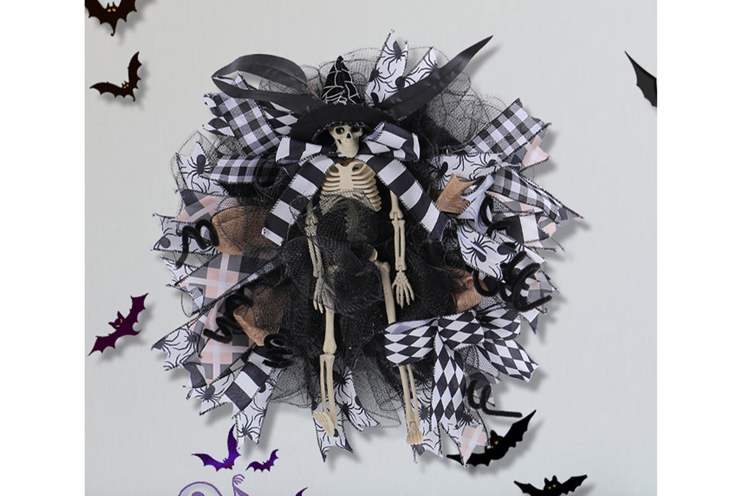 Halloween Witch Hat Skull Mesh Garland |