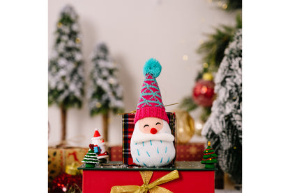 **Christmas Cartoon Striped Pom-Pom Pointed Hat Santa Claus Ornament**