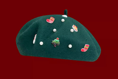 **Children's Christmas Wool Beret (Winter Painter's Hat)**