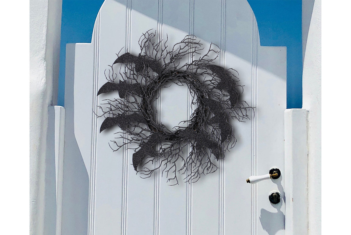Halloween Black Dead Branch Bat Vine Wreath