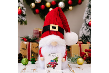 **Christmas Pom-Pom Knit Hat with Rudolph Figurine**