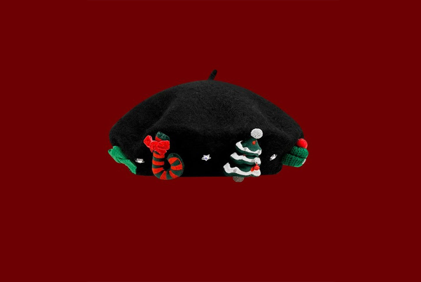 **Christmas Wool Beret (Parent-Child Winter Painter's Hat)**