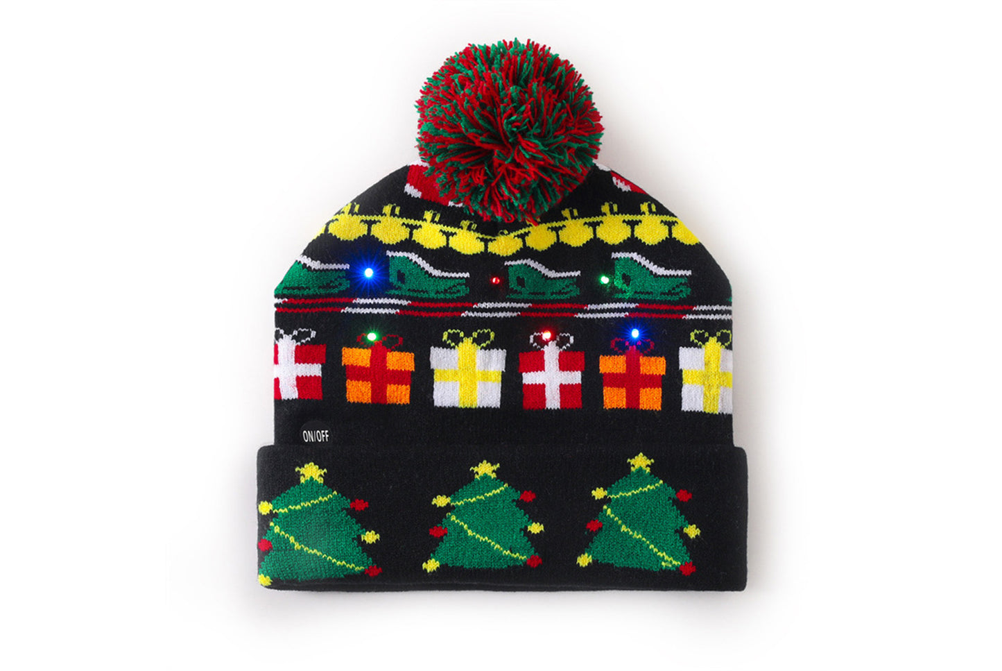 **Christmas LED Light Jacquard Knit Hat (Thickened Warm Version)**