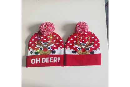 **Christmas LED Rainbow Light Jacquard Knit Hat**