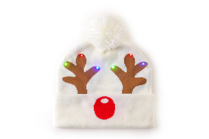 **Christmas LED Light Jacquard Knit Hat (Thickened Warm Version)**
