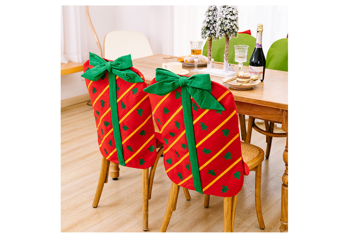 **Christmas Bow Gift Box Chair Cover Decoration**