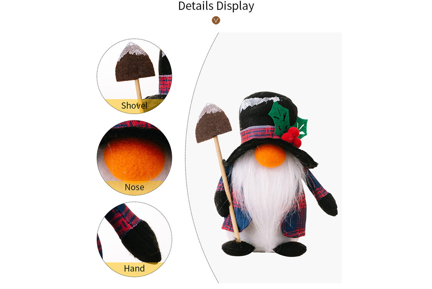 **Christmas Faceless Doll, Snowman, and Goblin Ornament Set**