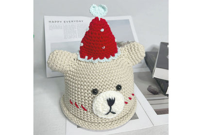 **Handmade Teddy Bear Knitted Hat (Sweet and Warm Autumn/Winter Wool Hat)**