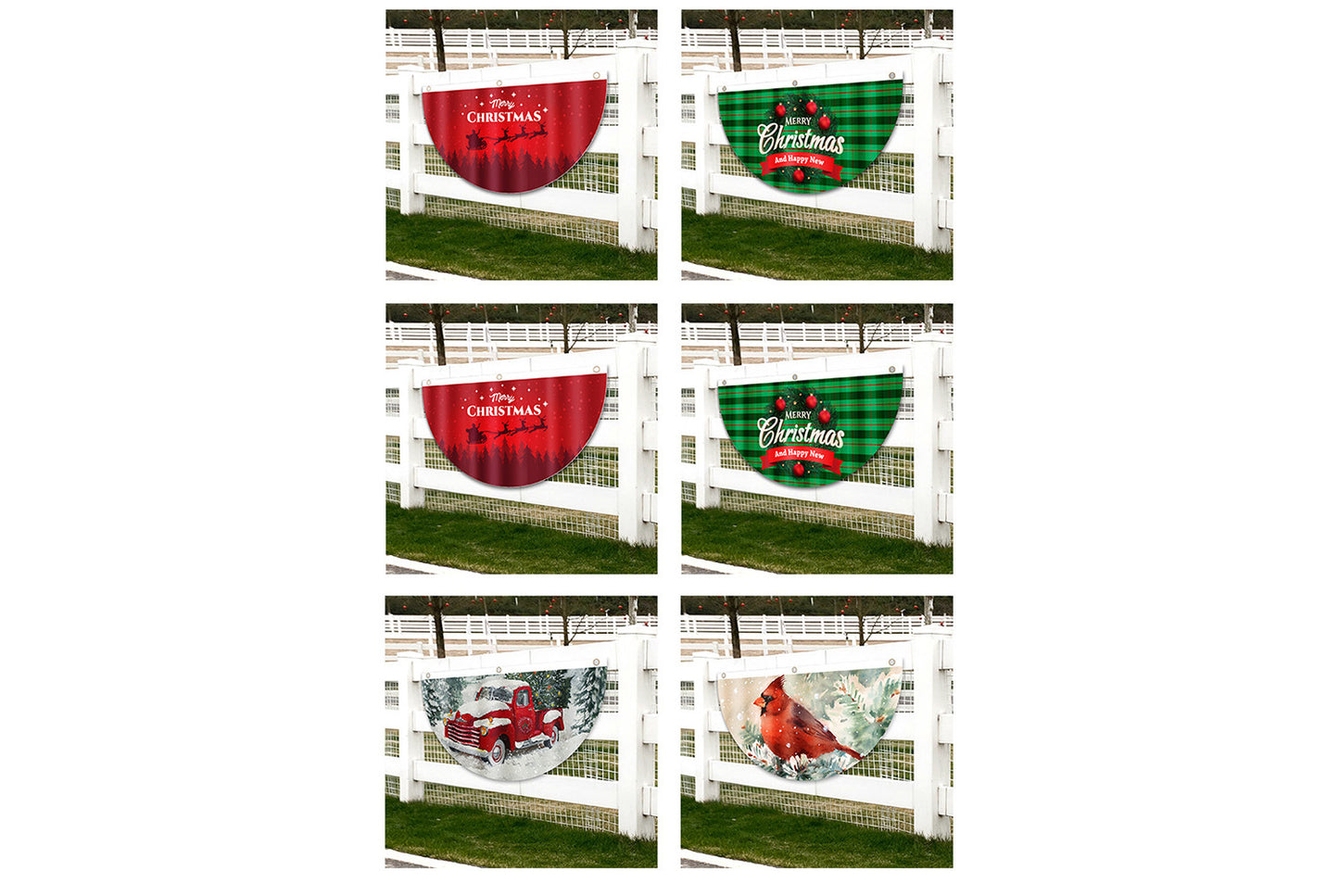 **Christmas Fan-Shaped Flag Outdoor Decoration**