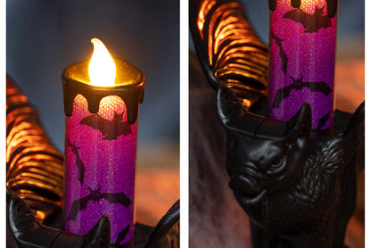 **Halloween LED Electronic Candle | Bat-Shaped Decorative Night Light**
