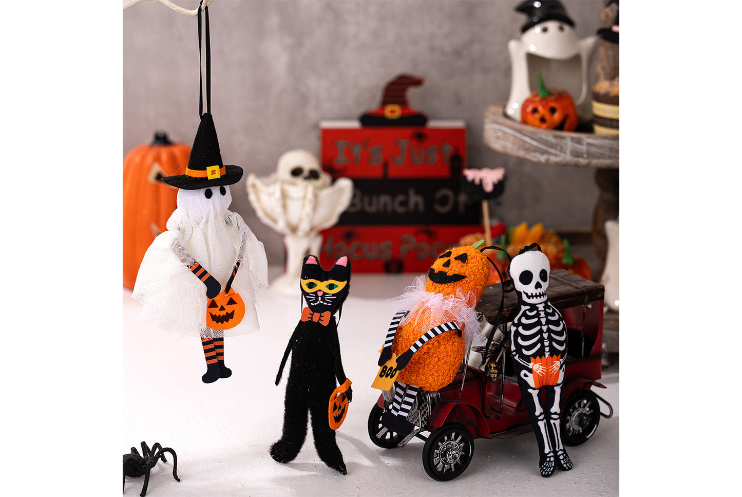 **Halloween Fabric Pendant | Pumpkin Ghost Black Cat Skull Theme Decoration**