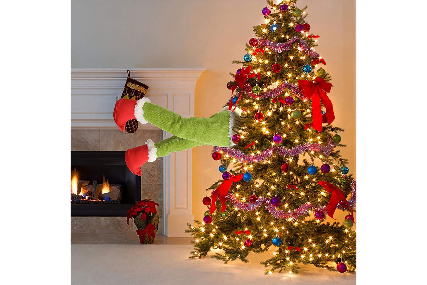 **Christmas Grinch Green Prosthetic Leg Ornament**