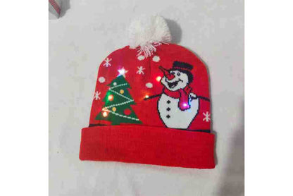 **Christmas LED Pom-Pom Knit Hat (Winter Warm Fold-Up Light-Up Hat)**