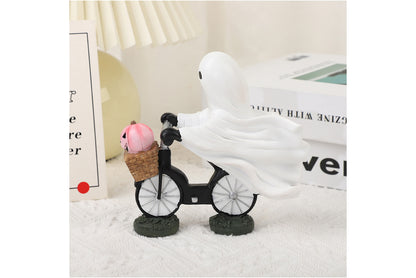 **Halloween Ghost Bicycle Ornament | Creative Desktop Decoration**