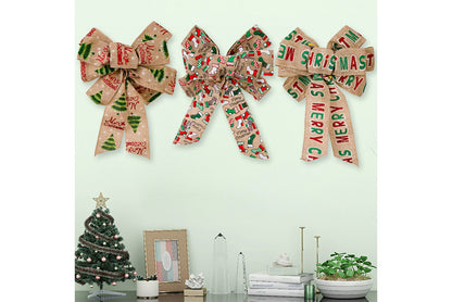 **Brown Vintage English Ribbon Christmas Bow Ornament**