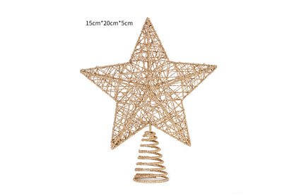 **Wrought Iron Glitter Hollow Treetop Star Ornament**