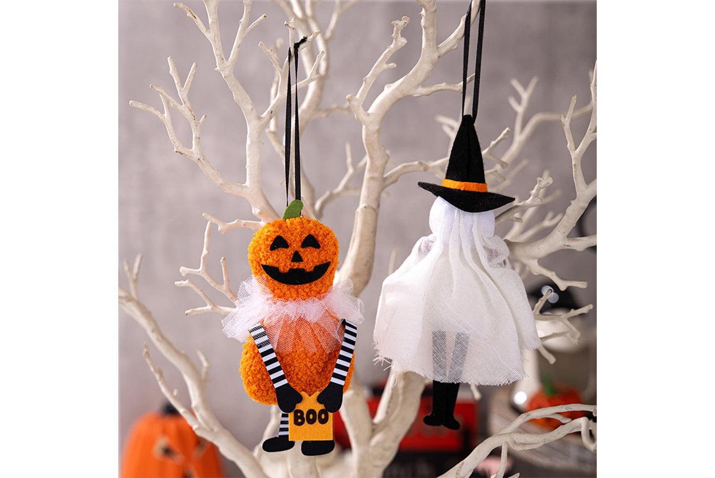 **Halloween Fabric Pendant | Pumpkin Ghost Black Cat Skull Theme Decoration**