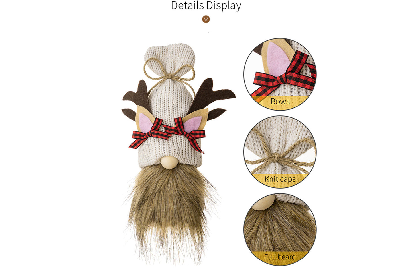 **Christmas Knitted Shell Reindeer Antler Hat Rudolph Doll**