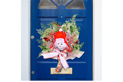 **Christmas Cartoon Snowman Ribbon Wreath Decoration**