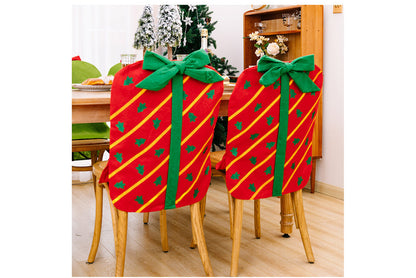 **Christmas Bow Gift Box Chair Cover Decoration**