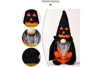 **Halloween Fabric Gnome Figurine | Pumpkin and Broom Witch Home Decor**