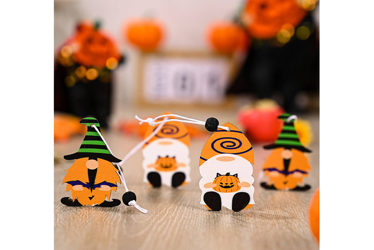 **4-Grid Halloween Rudolf Wooden Pendant | Wooden Home Decor**