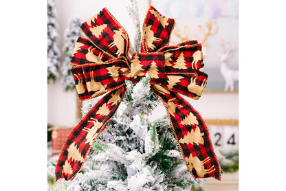 **Brown Vintage English Ribbon Christmas Bow Ornament**