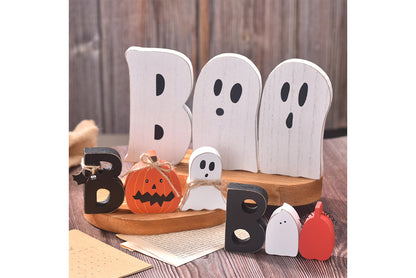 **Halloween BOO Ghost Ornament | Wooden Tray Decoration**