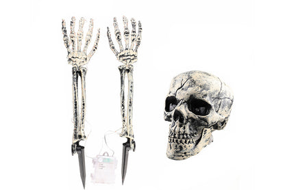 **Halloween LED Light-Up Skeleton Hand | Ground Plug Decorative Prop**