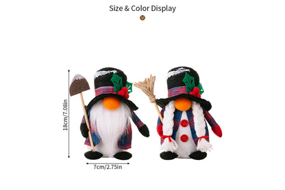 **Christmas Faceless Doll, Snowman, and Goblin Ornament Set**