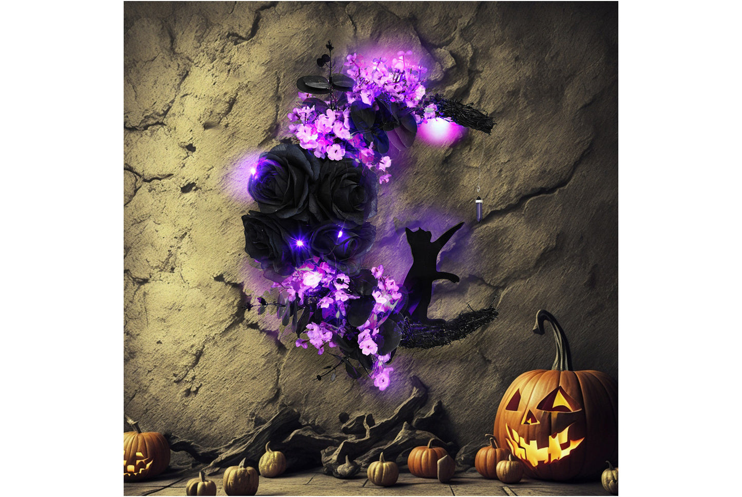Halloween Moon Cat Garland
