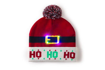 **Christmas LED Rainbow Light Jacquard Knit Hat**