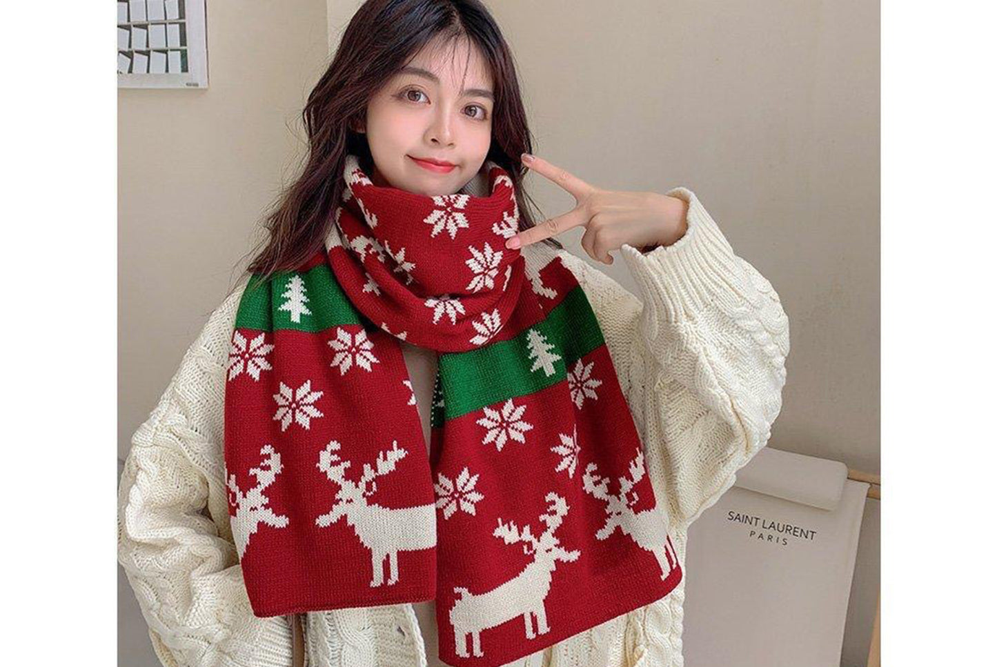 **Christmas Thick Knitted Scarf (Autumn/Winter Warmth Essential)**