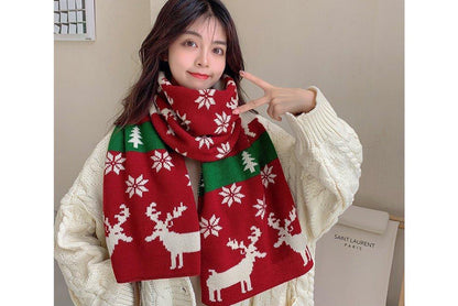 **Christmas Thick Knitted Scarf (Autumn/Winter Warmth Essential)**