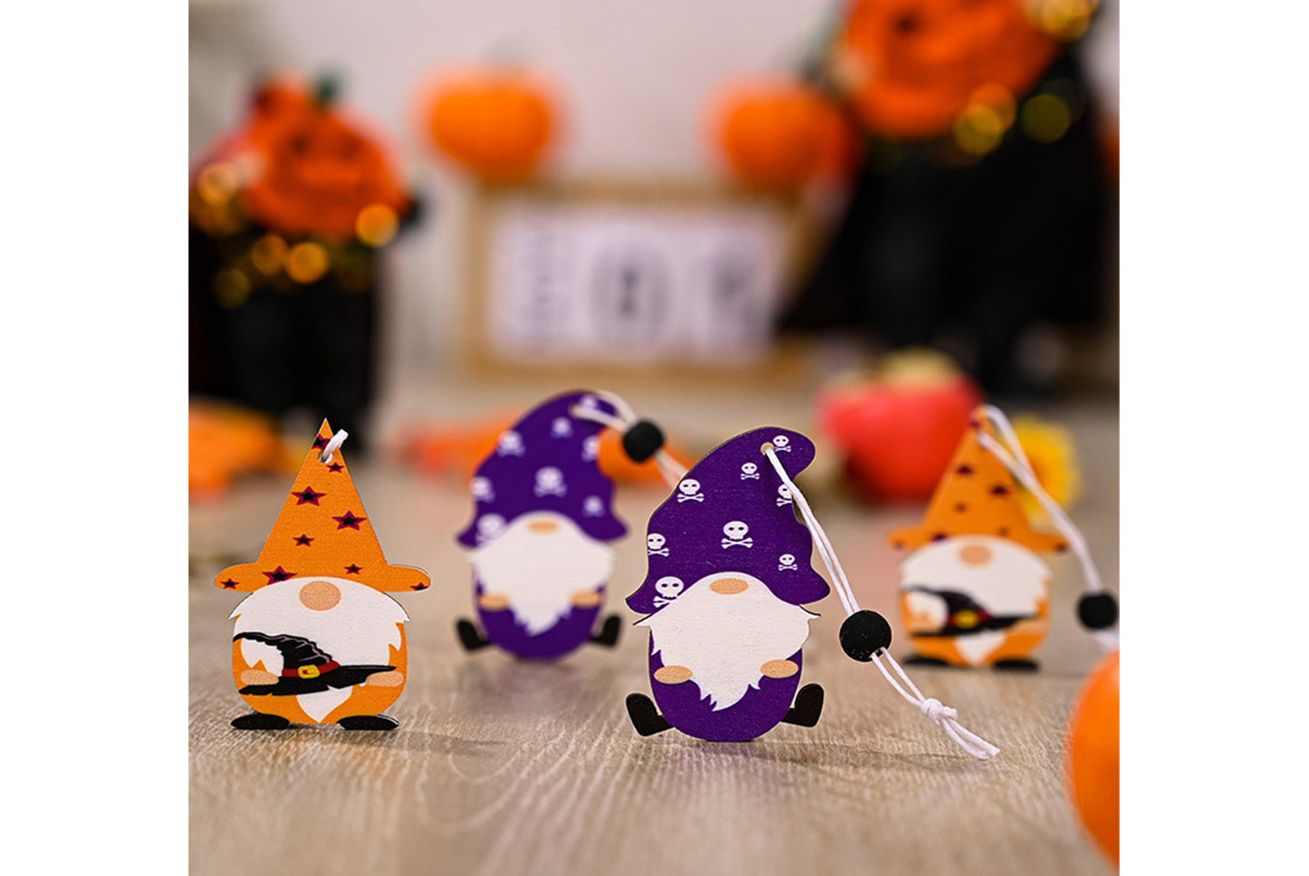 **4-Grid Halloween Rudolf Wooden Pendant | Wooden Home Decor**