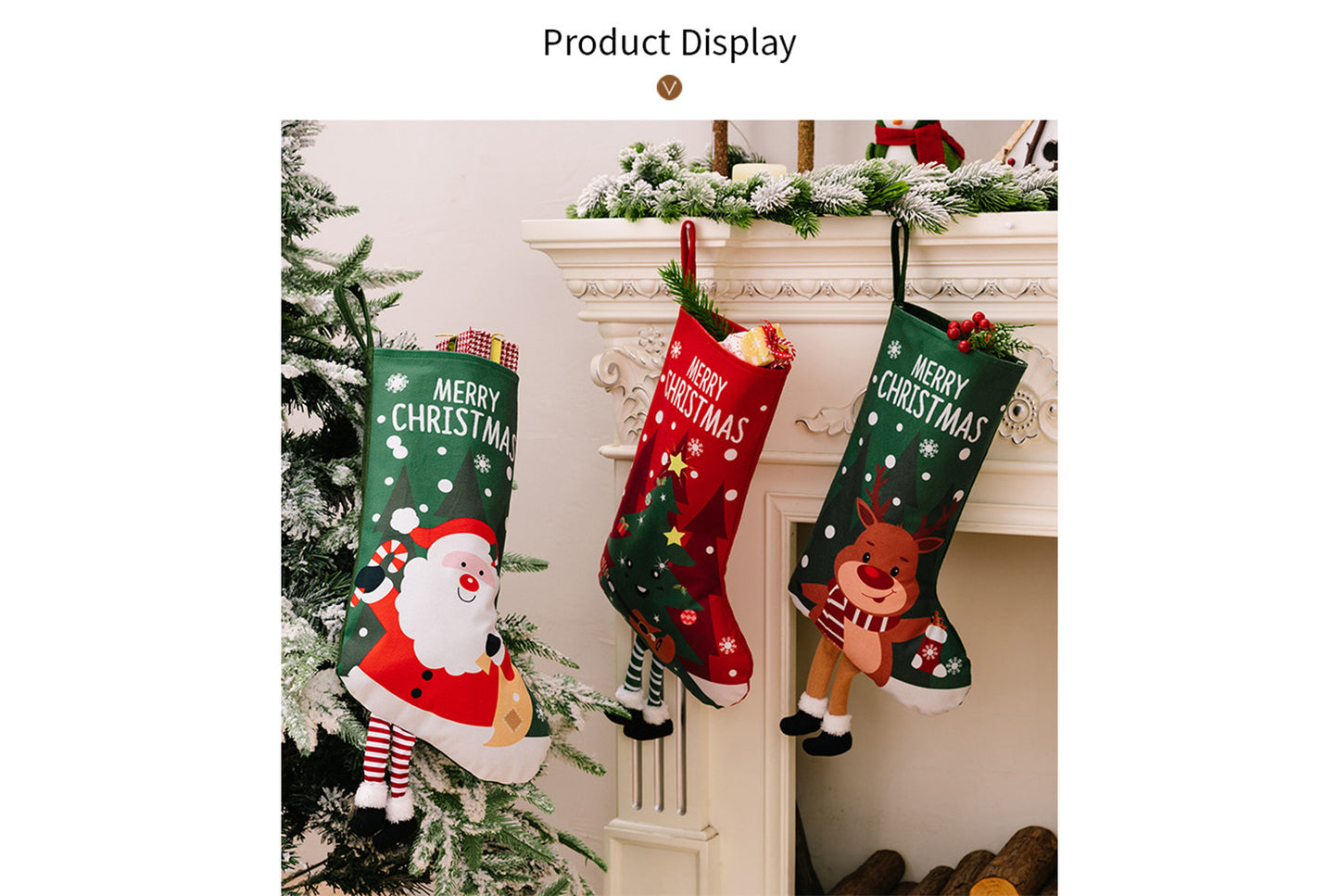**Christmas Hanging Stockings (4 Colorful Printed Gift Stockings)**